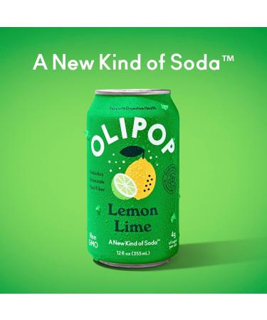 OLIPOP Lemon Lime Sparkling Tonic | Prebiotic Soft Drink with 9g Plant Fiber | Botanical-Rich & Low-Calorie | 4g Sugar per Can | Caffeine-Free & Vegan | Non-GMO | 12oz 12-Pack - Buy Online on GoSupps.com