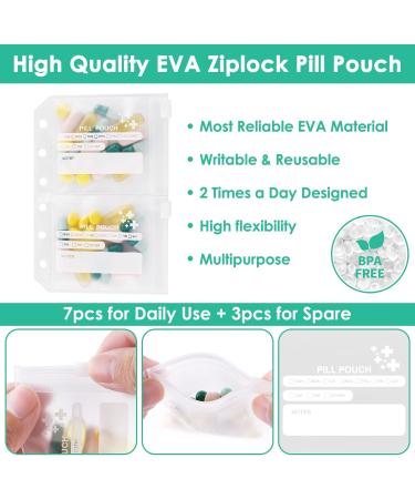 Natural Cork Bag Pill Organizer - 2x Daily 10 EVA Pouch Set (Golden) | Exquisite Design for International Shipping - Buy Online on GoSupps.com