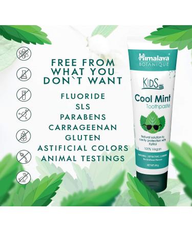 Himalaya Botanique Kids Toothpaste | Mint & Bubblegum | Fluoride-Free Vegan Gluten-Free | Reduces Plaque & Strengthens Teeth | 80g Pack of 2 - Buy Online on GoSupps.com