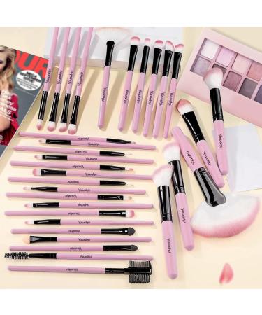32-Piece Pink Makeup Brush Set | Professional Kabuki Brushes with Soft Bristles for Foundation, Powder, Eyeshadow, Eyeliner, Blush, and Concealer | Includes Nylon Bag - Buy Online on GoSupps.com