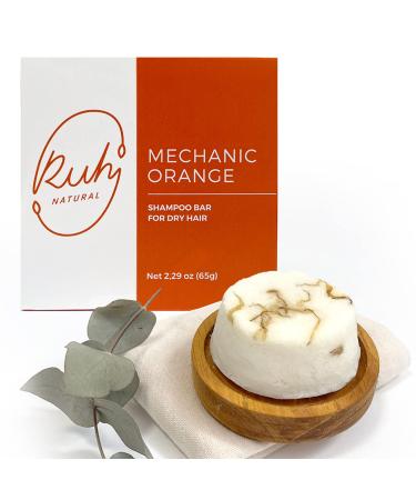 Ruh Natural Shampoo Bar for Dry Hair Handmade Sulfate Free Shampoo Bars with Gardenia Citrus Scent Vegan and Zero-Waste Eco-Friendly Mechanic Orange (1ct)