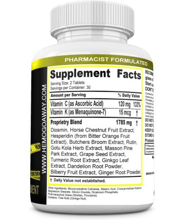 MINANATURALS HEMOGOAWAY Natural Hemorrhoid Relief Supplement. Antioxidants Vitamins and Herbs. 60 Tablets - Buy Online on GoSupps.com