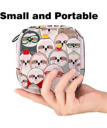 Cute Sloth Face Women's Napkin Storage Bag | Portable Menstrual Cup & Bandages | Fun & Functional for First Period - Buy Online on GoSupps.com