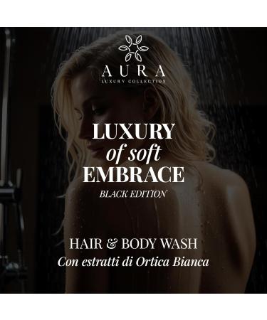  AURA LUXURY COLLECTION Black Edition 100 x 30ml Shower Shampoo Sachets with Cap with Organic White Nettle Extracts - Bathroom Courtesy Kit for Hotel & B & B - Buy Online on GoSupps.com