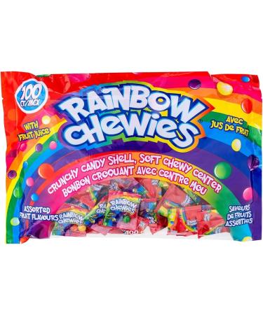 Rainbow chewies candy 100count 400g! assorted fruit flavours crunchy from outside - soft centre