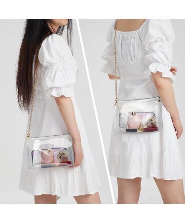 Clear Crossbody Bag for Women - Stadium Approved Clear Handbag with Magnetic Snap Closure in Gold - Buy Online on GoSupps.com