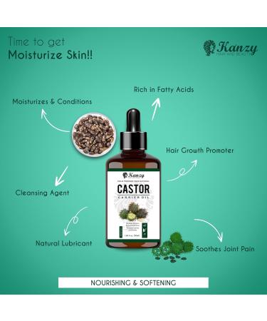 Kanzy castor oil organic cold -pressed 100% Organic Castor Oil for Hair Growth Of course castor hair hair nails eyelashes eyebrows 50 ml (1 -pack)  - Buy Online on GoSupps.com