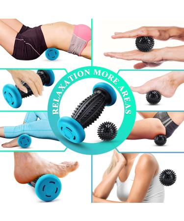 HOFASON Foot Roller Massage Ball Set for Plantar Fasciitis & Body Pain Relief - 1 Roller & 2 Spiky Balls - Foot Massager Reflexology Tool (Black Blue) - Buy Online on GoSupps.com