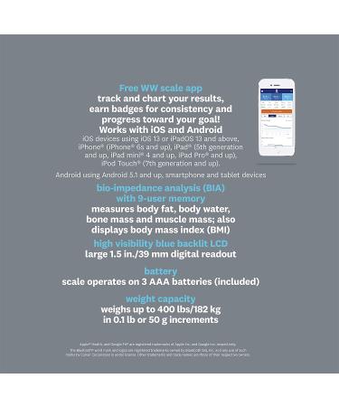 WW Scales by Conair Bluetooth Body Analysis Bathroom Scale - 9 User Memory, 400 Lbs. Capacity - Buy Online on GoSupps.com