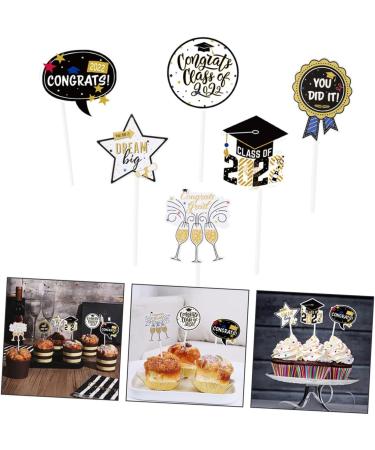 Abaodam 24pcs 2022 Cake Inserts Congrats Graduation Cake Pick Grad Party Supplies Graduation Cupcake Stick Cupcake Dessert Toppers Graduation Dessert Toppers Doctoral Hat Paper Fruit Props - Buy Online on GoSupps.com
