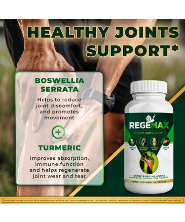 REGEMAX Joint Support Supplement - Snail Protein Boswellia Serrata & Turmeric | Alleviate Discomfort - 60 Caps - Buy Online on GoSupps.com
