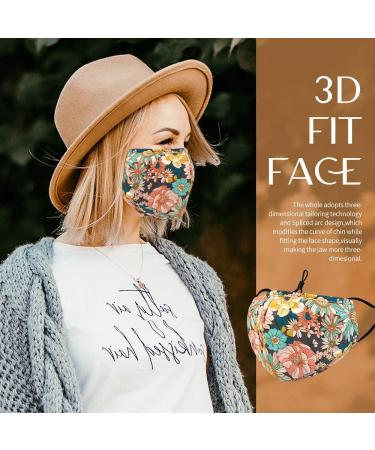 Homity Reusable Face Mask with Nose Wire, Filter Pocket & 5 Filters - Daisy Print - Adjustable Lanyards - Breathable Dust Cloth Fabric - Buy Online on GoSupps.com