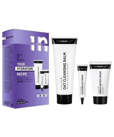 The INKEY List | Hydration Boost Trio | Skin Hydration Starter Kit | Oat Cleansing Balm | Caffeine Eye Cream | Omega Water Cream | Suitable for All Ages Hydration Recipe