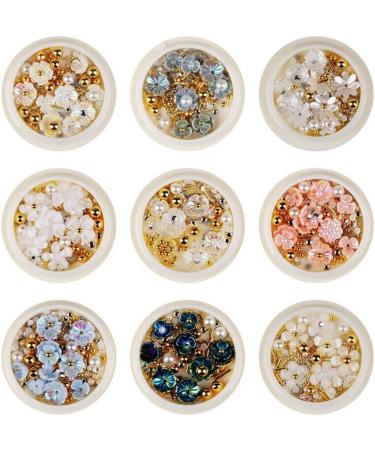 12 Boxes Mixed metal Colorful Nail Art Decoration Glitters Flower 3D Shell Flower Shell Beads Nail Rhinestones - Buy Online on GoSupps.com
