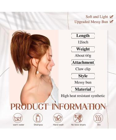 PORSMEER Claw Clip Ponytail Hair Extension - Tousled Updo Bun Copper Red 10 inch Auburn - Buy Online on GoSupps.com