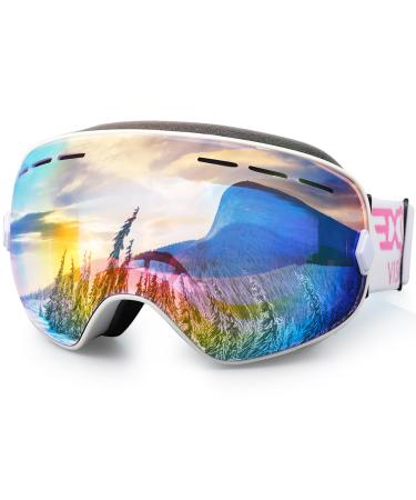 Ex Vision Snowboard Ski Glasses for Men Women Youth 100% UV400 Protection Anti Fitting over the glasses Winter Snow glasses with spherical removable disc pink - Buy Online on GoSupps.com