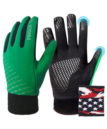 Finger ten winter gloves warm waterproof with free neck warmers young girls touchscreen for cold weather outdoor sports green m