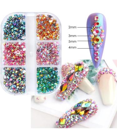 DIY Nail Diamond Stones Jewelry Decoration Manicure Nail Crystal Rhinestones Shinning Rainbow Jelly(5mm A) - Buy Online on GoSupps.com