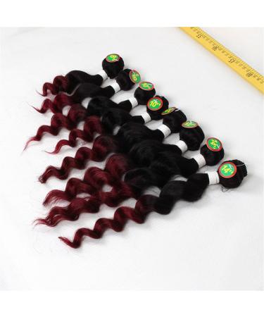 Loose Wave Hair Extensions - 8 Bundle Brazilian Human Hair Ombre Burgundy (8 10 12 14 Inch) - Buy Online on GoSupps.com