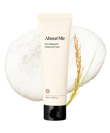 About Me Rice Makgeolli Cleansing Foam - Low pH Fermented Rice Face Wash for Sensitive Skin Galactomyces & Centella Bran Water Base Non-Stripping Foaming Cleanser Fragrance Free 4.06 fl oz
