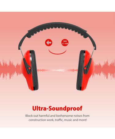 Dr.meter Children Ear Defenders | SNR 27dB Protective Earmuffs | Noise Blocking Ear muffs for Kids | Adjustable Headband | Black+Red - Buy Online on GoSupps.com