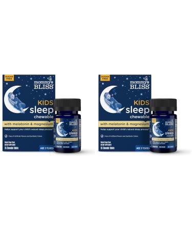 Mommy's Bliss Kids Sleep Chewable Tablets Contains Melatonin Magnesium & Calming Herbs Natural Sleep Aid Grape Flavor Sugar Free Age 3+ (35 Servings) 35 Count (Pack of 2)