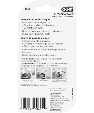 GUM ButlerWeave Mint Waxed String Floss 165M X Pack of 6 165.00 m (Pack of 6) Mint Waxed - Buy Online on GoSupps.com