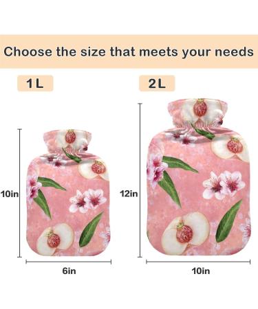 Naanle Peach Cherry Floral Heat Bottle with Cover - 2L Transparent Hot Water Bottle for Pain Relief Bed Warmer & Cold Therapy - Buy Online on GoSupps.com