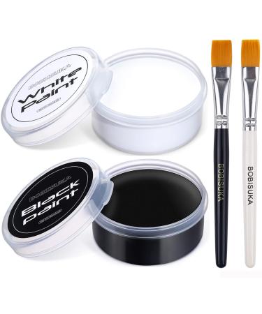 BOBISUKA Blank in the Dark Black + White Oil Face Body Paint Set, Large Capacity Professional Paint Palette Kit with Brushes for Art Theater Halloween Party Cosplay Clown Sfx Makeup for Adults (140g/4.93 oz) Black & White