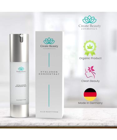 CREATE BEAUTY COSMETICS Hyaluronic Serum I 50 ml High Dose Hyaluronic Acid Concentrate I Anti-Ageing Moisturiser for Face and Skin I Natural Cosmetics Made in Germany - Buy Online on GoSupps.com