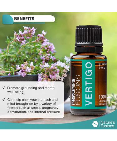 Nature's Fusions Vertigo Relief & Ginger Oil Nausea Essential Oil Blend (15ml) - Fast-Acting Motion Sickness, Morning Sickness, Dizziness & Vertigo Medicine with Peppermint - 100% Natural Relief - Buy Online on GoSupps.com