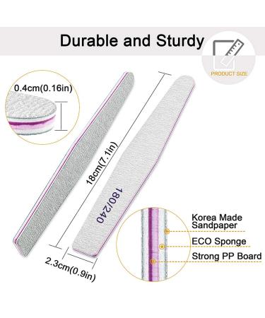 12-Piece Double-Sided Nail Files Set | Washable & Reusable 180/240 Grit for Nail Art | Professional Quality for Salon & Home Use - Buy Online on GoSupps.com