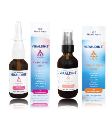 VIRALDINE Immune Health Bundle 1% Nasal Spray & 1.5% Throat Spray Designed for Throat & Sinus Relief