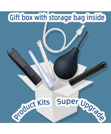 Black Silicone Enema Ball Set - 7.9 oz with 23.6" Hose & 4 Nozzles | Portable Cleaning for Men & Women - Fits Most Shower Systems - International Shipping Available - Buy Online on GoSupps.com