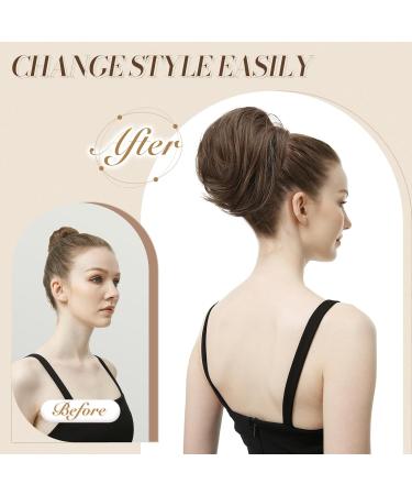 Feshfen Short Hair Part Dutt with Comb | Synthetic Hair Extensions - Light Brown & Natural Blonde Chignon for Women - Buy Online on GoSupps.com