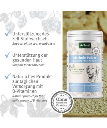 AniForte Bierhefe Powder for Dogs 500g - Natural Supplement for Shiny Fur & Healthy Skin with Biotin & Vitamin B - Buy Online on GoSupps.com