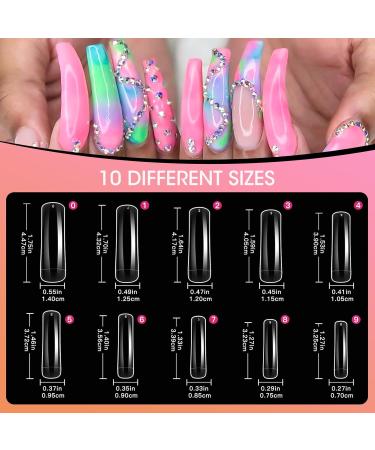 Krofaue Square Nail Tips - 100pcs Extra Long Clear C Curve Acrylic Nail Extensions for Women - Professional Half Cover Fake Nails with Box - Perfect for Holidays - Buy Online on GoSupps.com