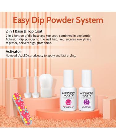 Lavender Violets 12 Pcs Dip Powder Nail Kit Skin Nude White Red Shimmer Orange Colours Dipping Powder Liquid Set with 2in1 Base & Top Coat Activator for French Nail Art Manicure M212 Nude Red - Buy Online on GoSupps.com