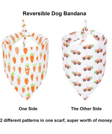 ADOGGYGO Easter Dog Bandana - Reversible Triangle Scarf for Medium to Large Dogs - Large Carrot & Rabbit Design - Buy Online on GoSupps.com