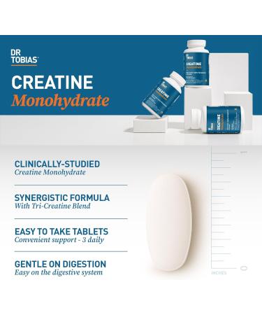 Dr. Tobias Creatine Monohydrate Pills | 5g Complex with Creatine Alpha-Ketoglutarate & Pyruvate | Muscle Strength Energy & Recovery | 90 Tablets - Buy Online on GoSupps.com