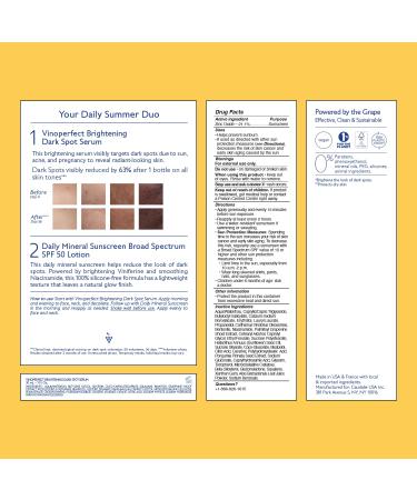 Caudalie Vinoperfect Brightening Dark Spot Serum Vitamin C Alternative - 62x More Effective than Vitamin C with Viniferine for a Visibly Brighter Even Complexion 30 mL Vinoperfect Serum + Travel-Size Suncreen - Buy Online on GoSupps.com