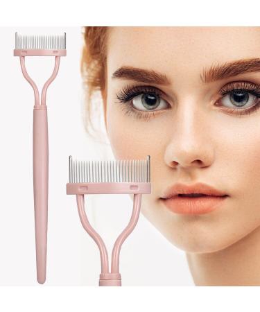 ELESDA Eyelash Comb - Metal Teeth Lash Separator Tool Pink Stainless Steel Includes Brush Arc Design Travel Friendly Hygienic