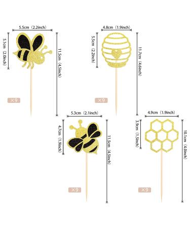 Bumble Bee Cupcake Toppers - 36 Glitter Bee Gender Reveal & Baby Shower Cake Decorations - Buy Online on GoSupps.com