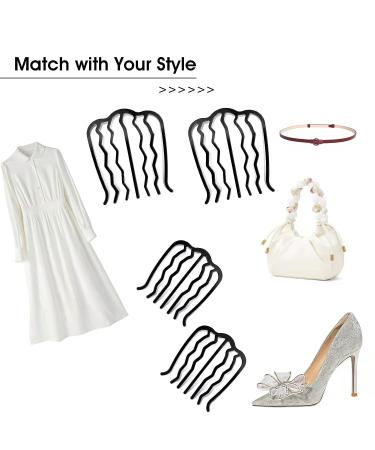 4 Pcs Metal Hair Fork Clip Set for Updo Bun - Black Hair Side Combs & Pin Stick - Women's Hair Styling Tool - Buy Online on GoSupps.com