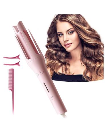 Wand Curling Iron 1.25 Inch Curling Iron for Long Hair Auto Shut Off with 4 Temperatures Automatic Curling Iron for Short Hair Pink