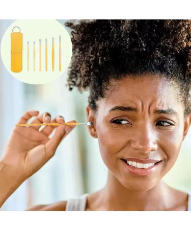Stainless Steel Ear Picking Spoon Set - 6 Pieces for Children & Adults | Ear Cleaning Tool Cleaner - Yellow - Buy Online on GoSupps.com