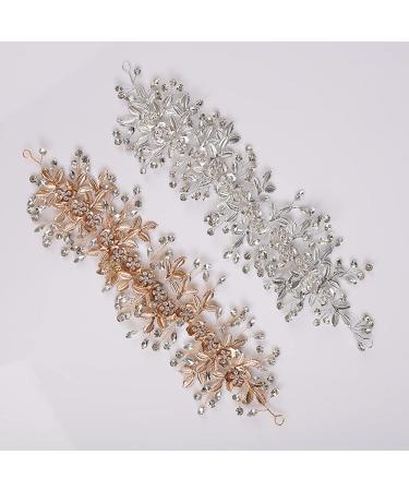 YERTTER Wedding Bridal Flower Vine Rhinestone Headband - Gold - Buy Online on GoSupps.com