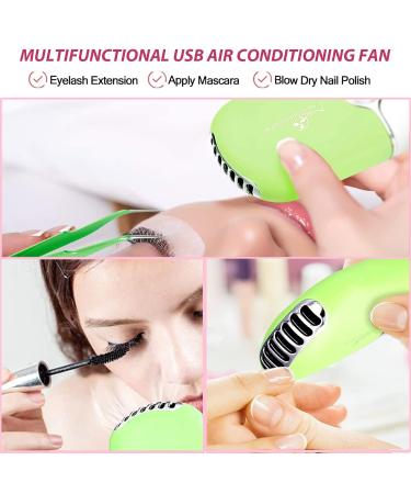 3-Piece USB Mini Portable Fan Set - Rechargeable Handheld Lash & Makeup Brush Cleaning Kit - Ideal for Lash Extensions & Facial Care - Green - Buy Online on GoSupps.com