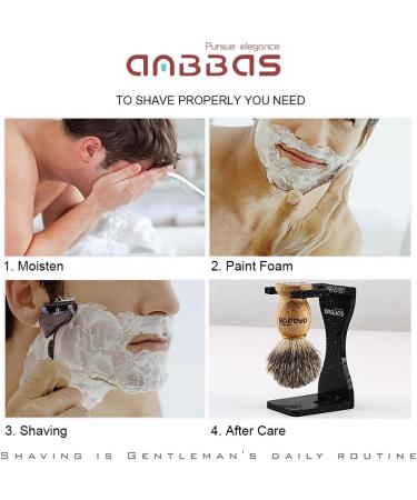 Anbbas Men's Badger Hair Shaving Brush - High-Quality Wooden Handle | Premium Shaving Foam Brush for Superior Grooming - Buy Online on GoSupps.com