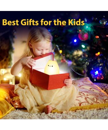 Cute Cat Lamp Kids Night Light for Girls Bedroom with Tap Control 7 Colors Kitty Lamp Birthday Gifts for Baby Toddler Teen Children Boys Portable Silicone Soft Kawaii Nightlight Nursery Room Decor - Buy Online on GoSupps.com